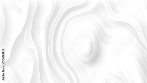 Abstract white paper cut background with lines. White wave paper curved reliefs abstract background. Realistic papercut decoration textured with wavy layers.