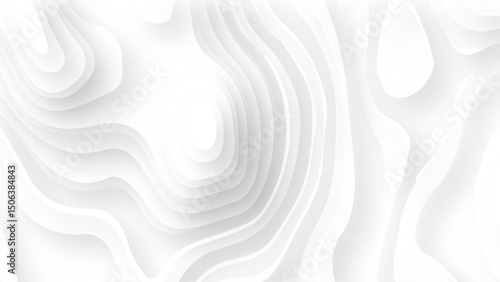 Abstract white paper cut background with lines. White wave paper curved reliefs abstract background. Realistic papercut decoration textured with wavy layers.