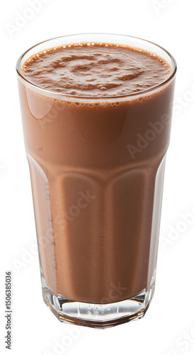 Photo of a Chocolate Smoothie In A Clear Glass Isolated Transparent Background