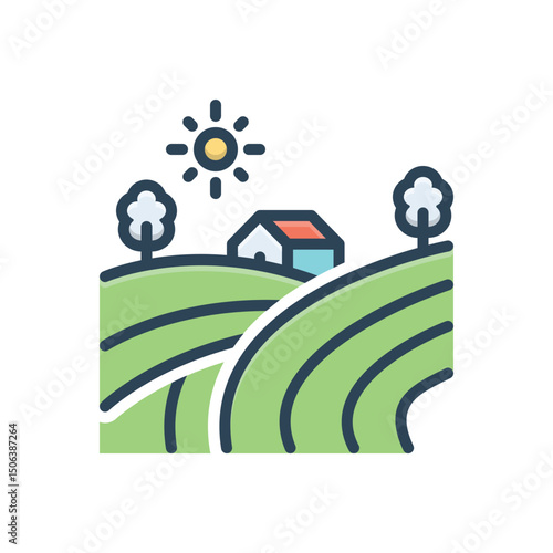 Color illustration icon for field
