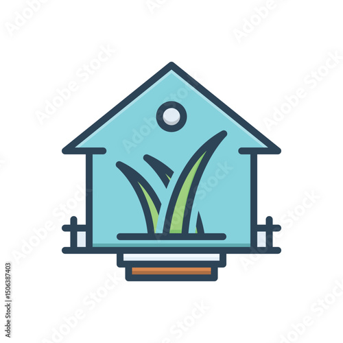 Color illustration icon for greenhouse