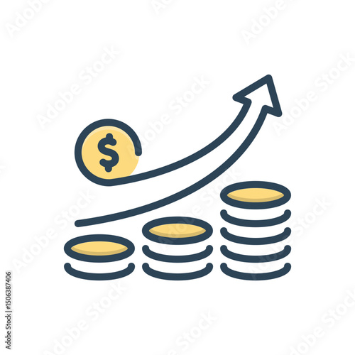 Color illustration icon for growth