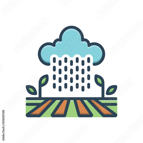 Color illustration icon for rain