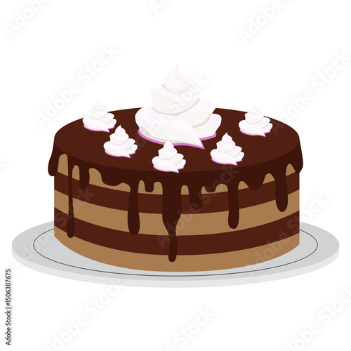 Chocolate Cream Cake with Whipped Pink Topping