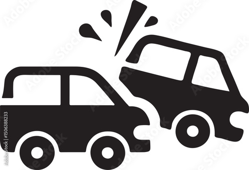 Car Crash Silhouette – Vector Illustration of Traffic Accident