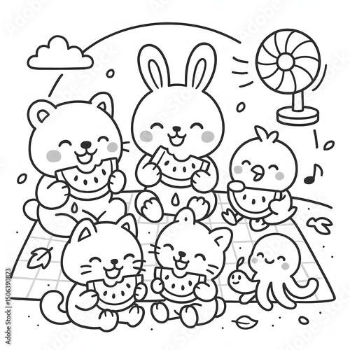 Bold and Easy Summer Coloring Book Cover – Cute Beach Theme (8.5