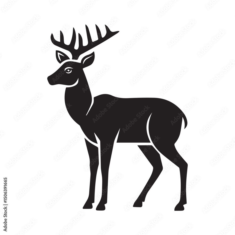 Obraz premium Deer silhouette vector illustration simple design