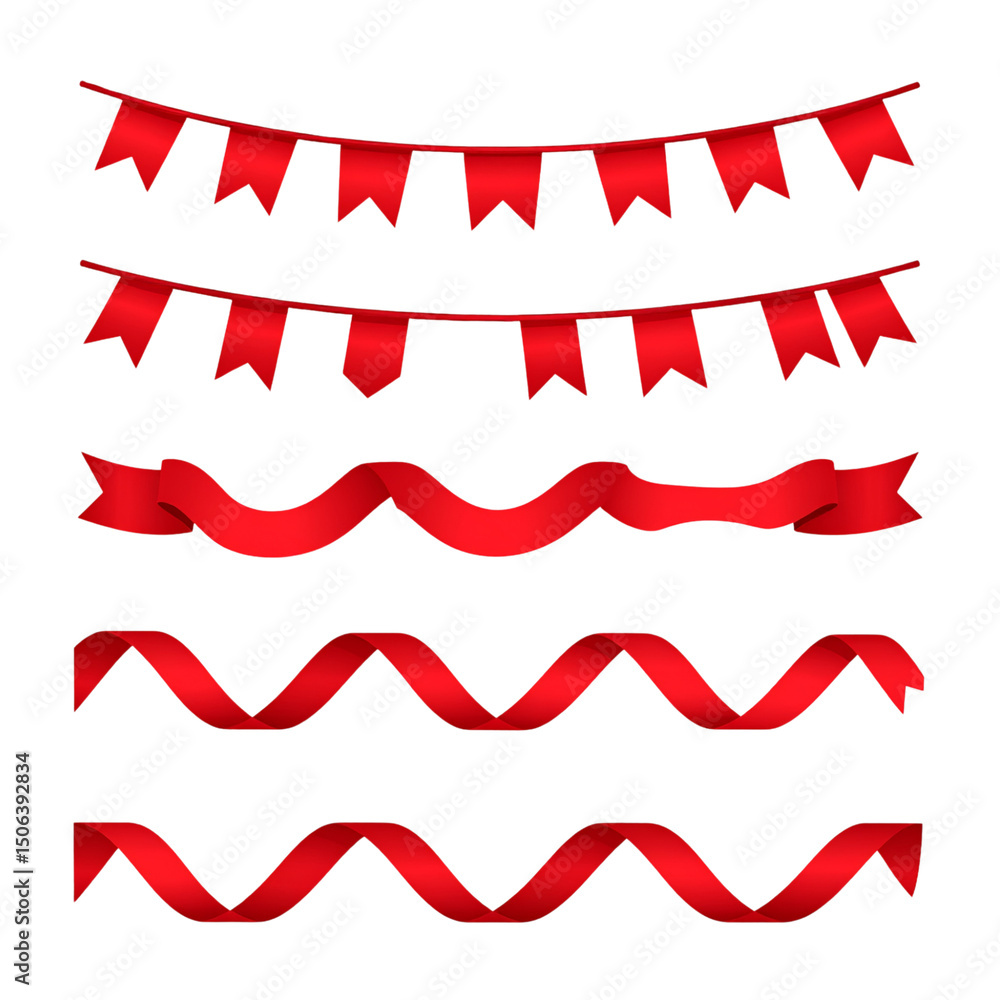 Obraz premium Red ribbon vector banner illustration design