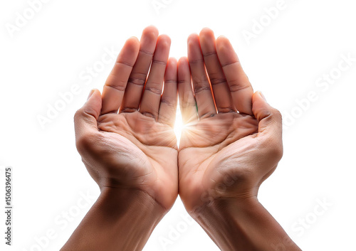 Bild auf Leinwand Praying hands with faith in religion and belief in God on blessing background