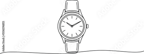 Minimalist Wristwatch Line Art Classic Timepiece Illustration