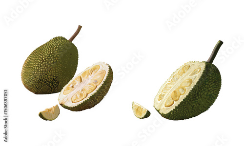 Fresh ripe kiwi fruit isolated on white background with natural green juicy texture