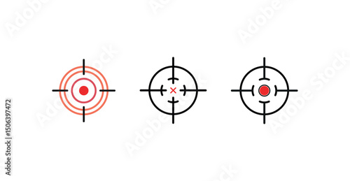 Crosshair Target Icons Collection – Precision Sniper Sights & Aiming Reticles Vector