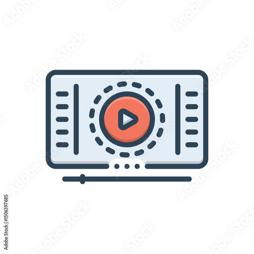 Color illustration icon for video clip