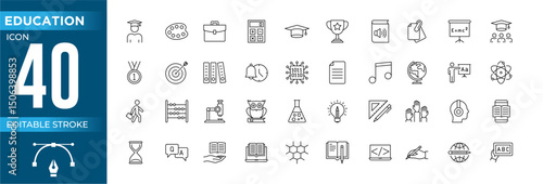 Education and Learning thin line icons set. Education, School, Learning editable stroke icons. Vector illustration