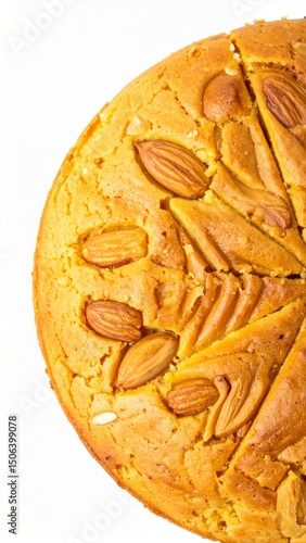 Moroccan orange blossom almond cake (ghriba) isolated on white background for dessert or traditional sweet concept