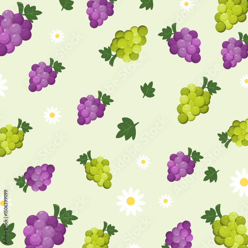 Grape all variant seamless pattern. Fruit illustration. Can be used for wallpaper, paper wrapping, fashion fabric and textile 