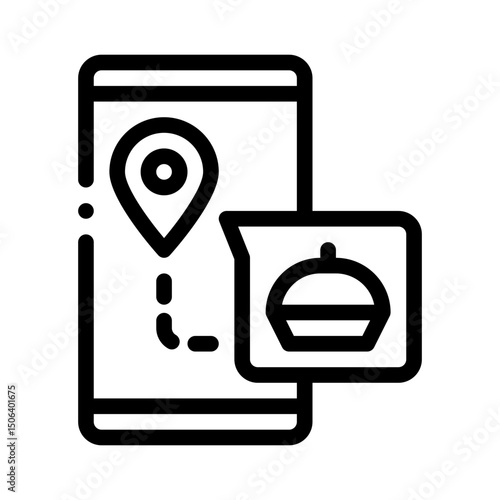 food delivery app line icon