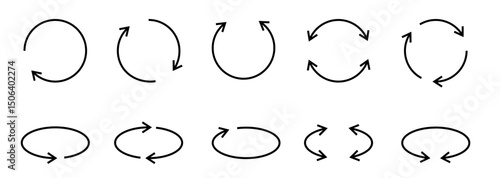 Arrow circle icon set editable stroke 