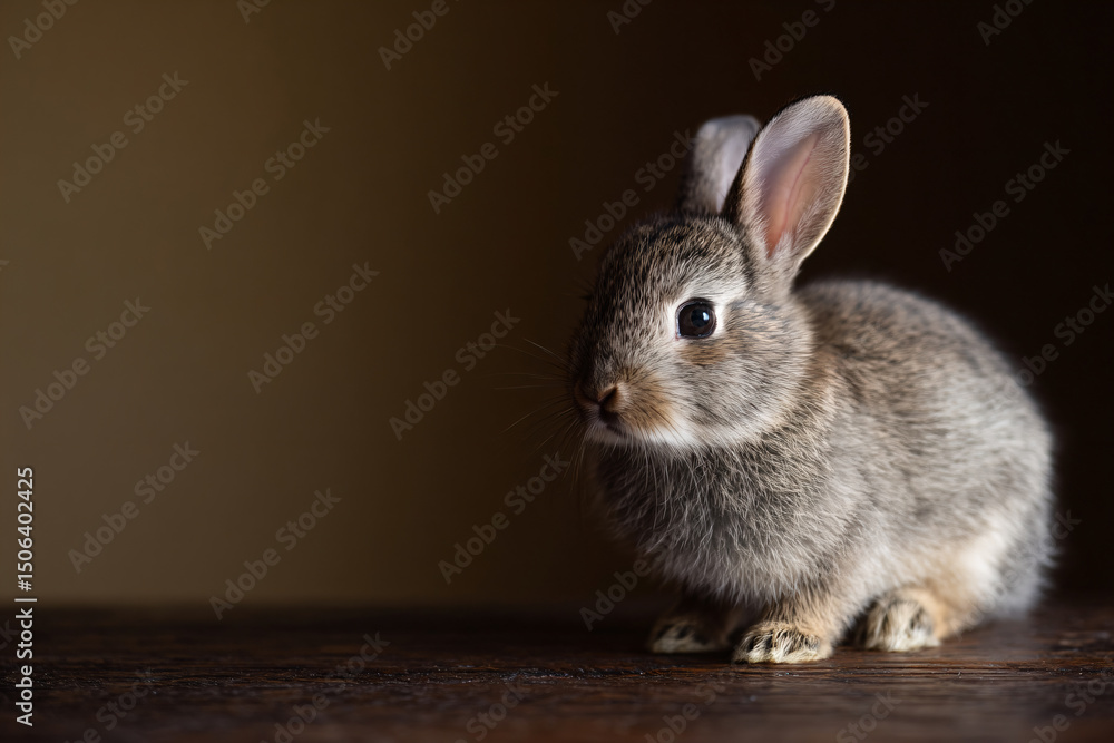 Obraz premium a small rabbit sitting on a wooden table