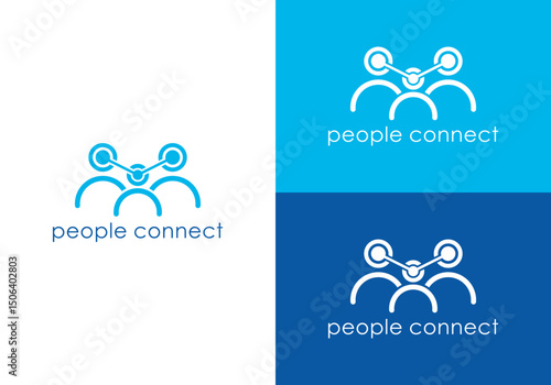 vector design people connecting network human world technology. abstract logo design connection icon vector illustration three human in connection network technology