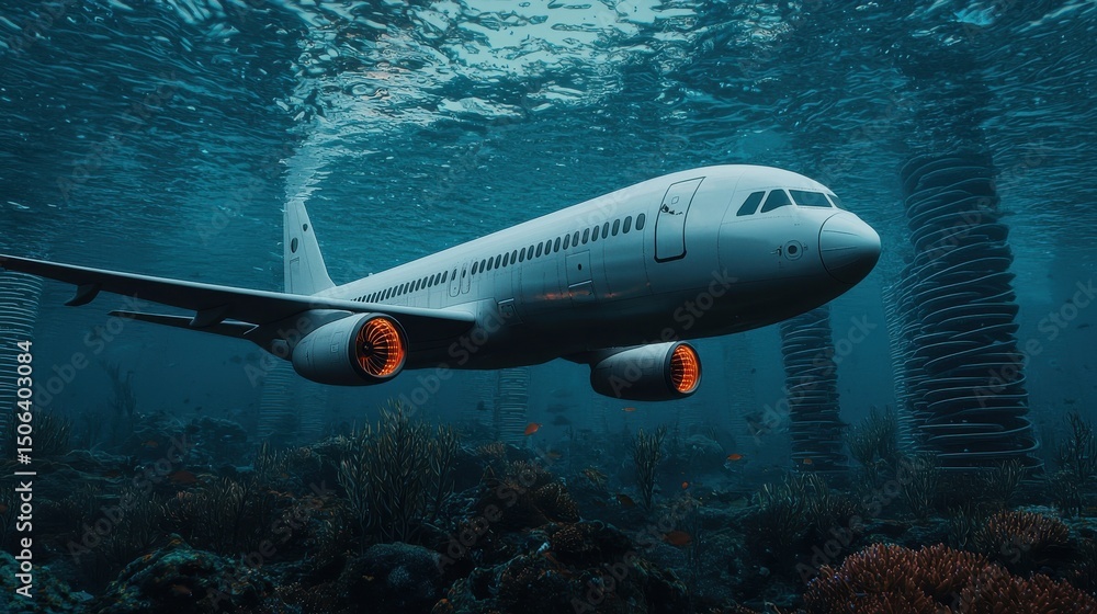 Fototapeta premium An airplane designed for innovative underwater and transportation