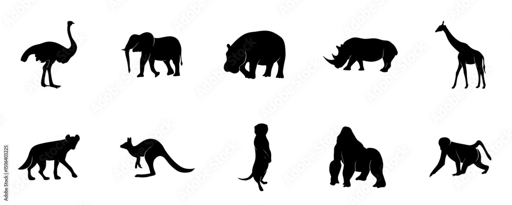 Naklejka premium Silhouettes of Animal icons set. vector