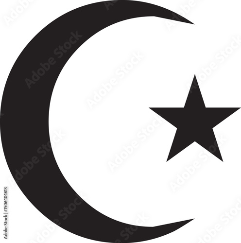 Crescent moon and star symbol