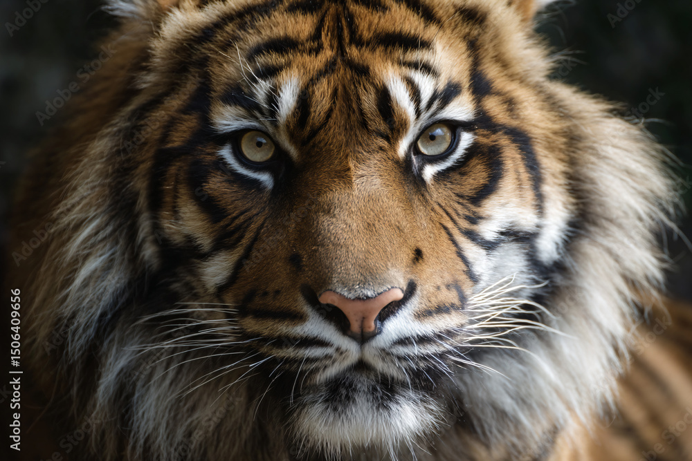 Fototapeta premium a tiger with a very big face and a very long mane