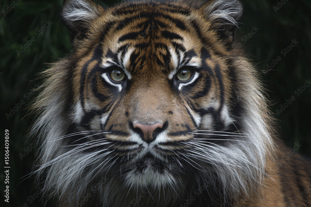 Fototapeta premium a tiger with a very big face and a long mane