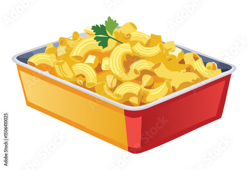 Quick Meal Macaroni Cheese - Vector Illustration