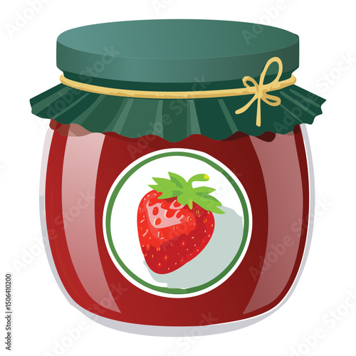 jar of strawberry jam - vector illustration