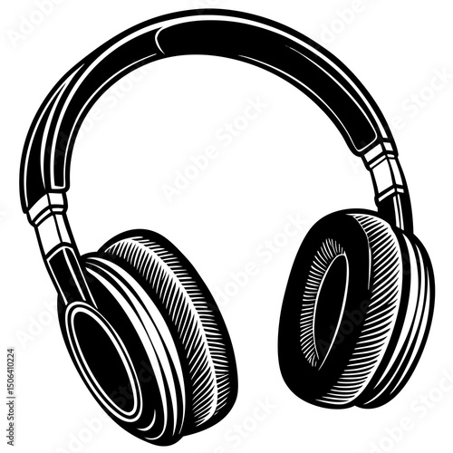 Wallpaper Mural Vintage style black and white headphones illustration Torontodigital.ca