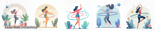 hula hoop woman character vector