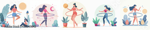 hula hoop woman character vector