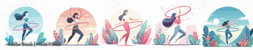 hula hoop woman character vector