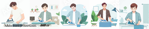 male character vector is ironing
