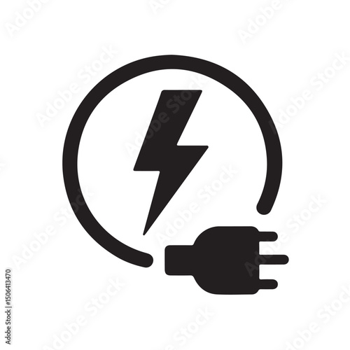Electric power plug vector icon, a shiny 3D lightning illustration for web and business