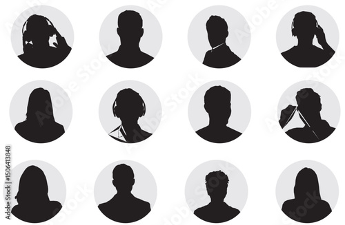 vector silhouettes of peoples profile 
