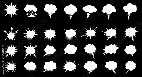 Comic Book Speech Bubbles Explosions and Lightning Bolt Graphics Colle