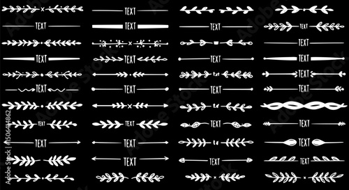 Hand Drawn Floral Dividers Text Separators Arrows Vector Elements