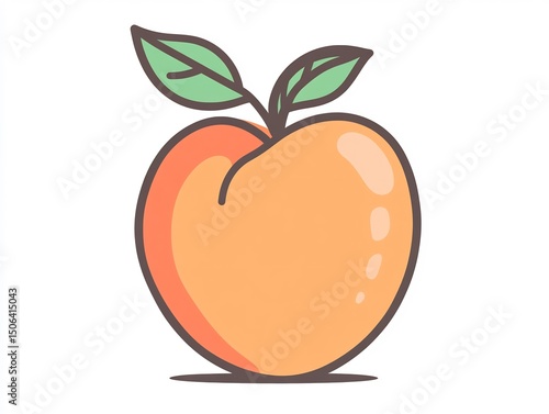 A charming hand drawn peach icon radiates sweetness and freshness simple lines pastel hues 