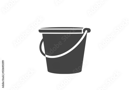 Gray Bucket Illustration Empty Plastic Water Tool Isolated Object