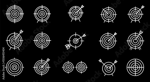 Target Icons Archery Bullseye Aim Goal Achievement Success White Black