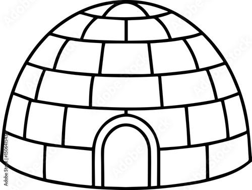 igloo outline coloring book page vector illustration line art