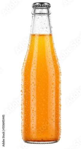 Refreshing Orange Soda in Glass Bottle Transparent Background