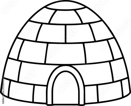 igloo outline coloring book page vector illustration line art