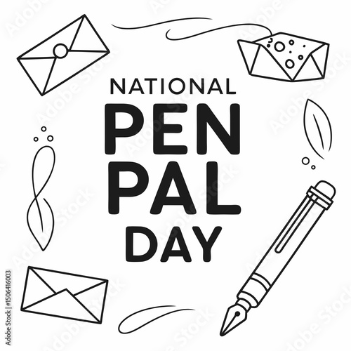 NATIONAL PEN PAL DAY vector illustration