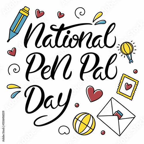 NATIONAL PEN PAL DAY vector illustration