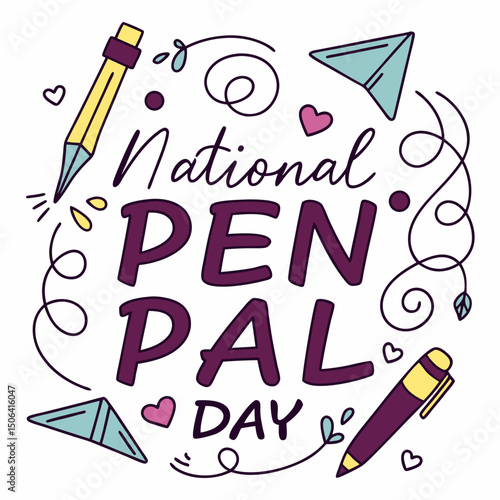 NATIONAL PEN PAL DAY vector illustration