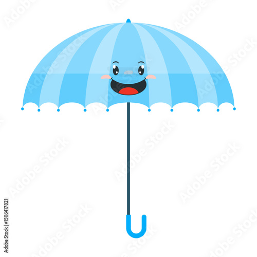 umbrella playful face cartoon cute